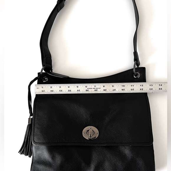 Rachel Roy Black Pebbled Leather Crossbody Shoulder Messenger Bag Hobo Purse - Picture 12 of 14